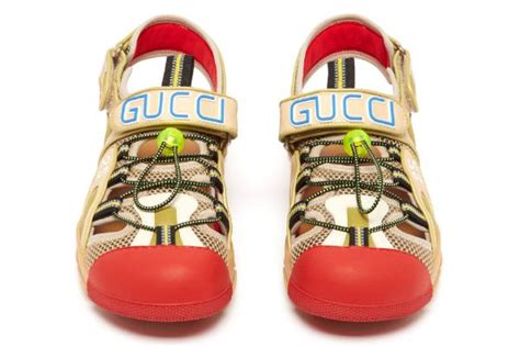 blue and red gucci sandals|Gucci closed toe sandals.